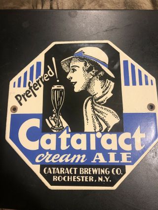 Vintage Porcelain Cataract Cream Ale Patina Brewing Beer Oil Gas Advertising