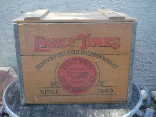 Early Times Kentucky Bourbon Crate Wooden Box Vtg Straight Whiskey Great Colors
