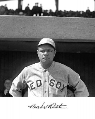 Babe Ruth Boston Red Sox Pre York Yankees Autograph 8 X 10 Photo Picture B/w