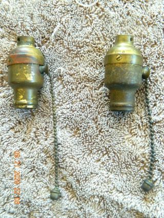 2 Hubbell Miniature Pull Chain Sockets With Acorn Pulls