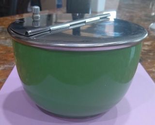 - - Green Stoneware - - Flip Top Sugar Bowl