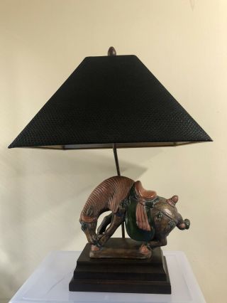 Frederick Cooper Chicago Vintage Bowing Arabian Horse Lamp Snakeskin Shade Rare 2