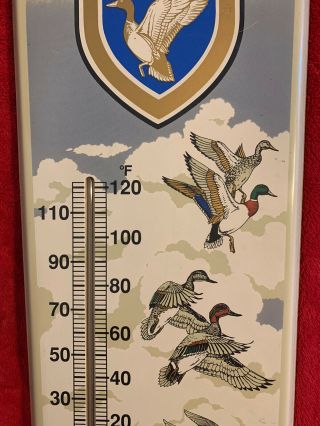 Vintage Support Ducks Unlimited Thermometer Metal Sign 24 X 8