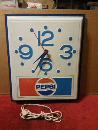 Vintage 1970s Pepsi Cola Advertising Clock Electric