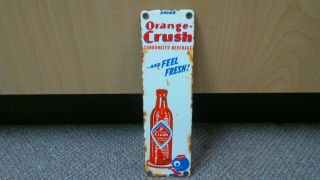 Vintage Orange Crush Door Push Porcelain Sign Soda Pop Drink Fountain