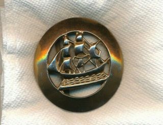 Vintage Large 3 " Brass Horse Bridal Harness Button Image Of Sailing Ship