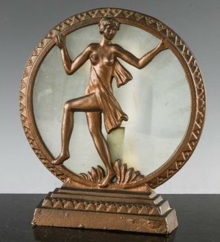 Greatc1930 Art Deco Dancing Lady Figural Bronzed Metal Glass Electric Radio Lamp