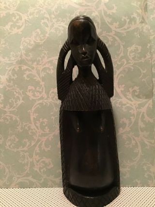 Vintage Kenya Ebony Wood Hand Carved Female Fertility Statue