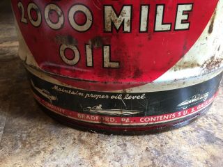 Kendall Oil Can 2000 Miles 5 Gallon Antique Can
