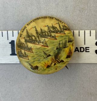 Remember The Maine Spanish American War Pin Back Button