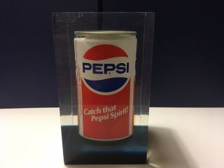 12oz Pepsi Cola Can Lucite Catch That Pepsi Spirit Soda Collectable 1970s
