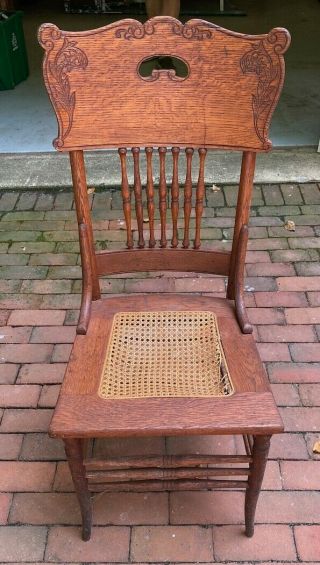 Vintage Antique Wooden Desk Chair W/cane Seat (cane) - Pick - Up Only