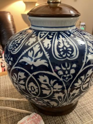 Ralph Lauren Blue White Porcelain Floral Ginger Jar Asian Table Lamp 169498 Exc