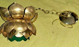 Vintage Feldman Era Lotus Flower Brass Pendant Chandelier Light Mid Century 1960