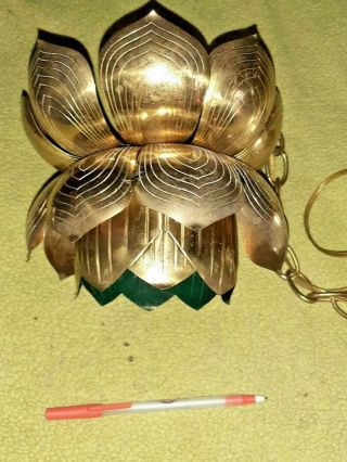Vintage Feldman Era LOTUS Flower Brass Pendant Chandelier Light Mid Century 1960 2