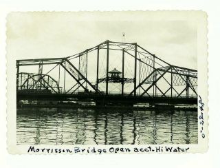 Willamette River Portland Oregon Morrison Bridge Open Vtg 1948 High Water Photo