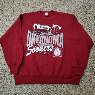 Vintage 90s Oklahoma Sooners College Jerzees Made In Usa Sweatshirt Size Large