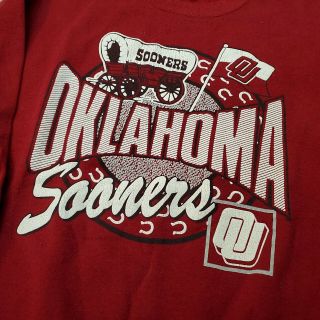 Vintage 90s Oklahoma Sooners College Jerzees Made in USA Sweatshirt Size Large 2