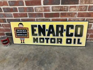 " En - Ar - Co Motor Oil " Large Embossed Metal Advertising Sign (36 " X 18 ")