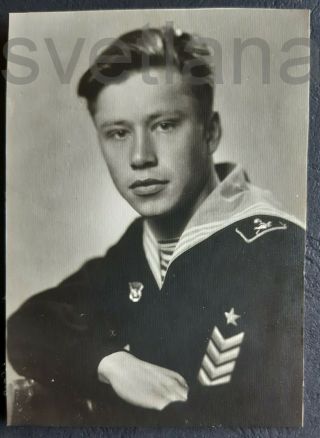 1954 Sailor Military Naval School Handsome Young Boy Guy Teen Soviet Vtg Photo