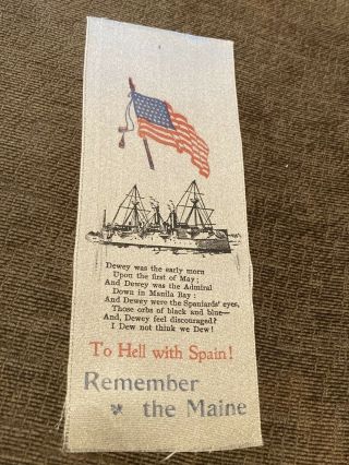 Spanish American War Ribbon “remember The Maine” To Hell With Spain