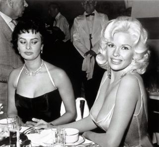 Iconic Sophia Loren & Jayne Mansfield 1957 Glossy 8x10 Photo