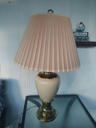 Flawless Vintage Stiffel Solid Brass & Enamel Mcm Hollywood Regency Lamps 33 "