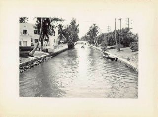 Indian Creek Miami Beach Florida Fl Boats Houses Canal Palms Vtg 1940s Photo 112