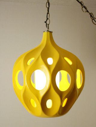 Gorgeous Vintage Mid Century Modern Ceramic Hanging Swag Lamp W Chain - L@@k