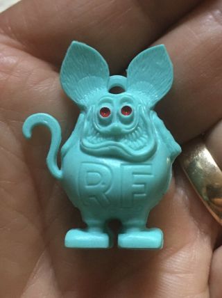 Vintage 1960’s Rat Fink Gumball Ring Charm,  Blue Green With Red Eyes,  Near