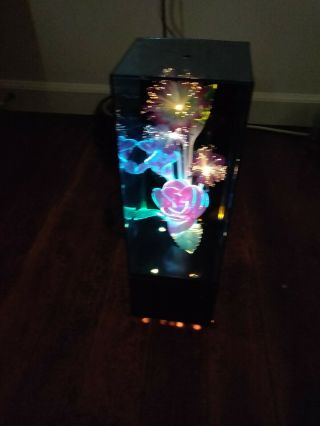 Vintage Fiber Optic Color Changing Flower Light Lamp W/music Box Great