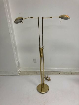 Vintage Brass Floor Lamp Adjustable Reading Holtkoetter Mid Century Modern Light