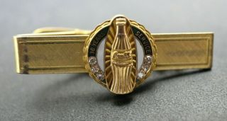 Coca Cola 10k Gold 30 Year Employee Service Pin Made Into Tie Bar 6 Diamonds