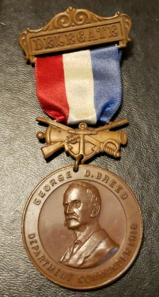 53rd Annual Encampment Dept Of Wisconsin G.  A.  R.  1918 Commander Military Medal