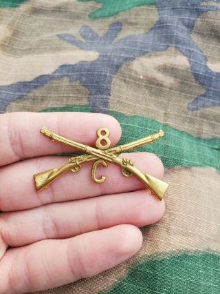 Spanish American War Us Army 8th Infantry Regiment Officers Insignia Pin