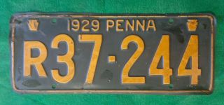 Vintage Pennsylvania State License Plate Tag Dated 1929