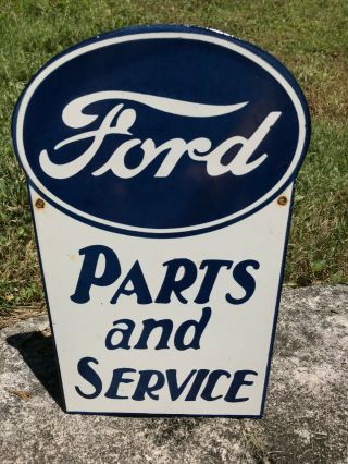" Ford Parts & Service " Heavy Porcelain Sign (10 " X 7 "),  Great Sign