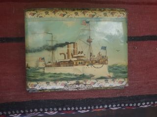 " Uss Maine " Spanish American War Era Us Battleship Photo Album And Music Box