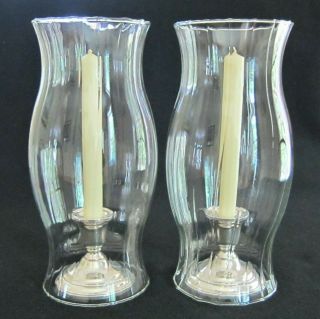Vintage Hurricane Candle Chimneys Clear Ribbed Glass,  11 3/8”