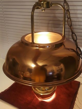 Vintage Copper and Brass Ceiling Light Fixture Chain Hanging Lamp Style 3