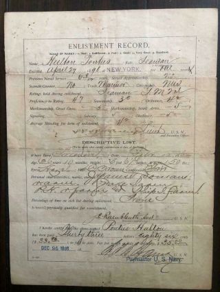 Spanish American War Honorable Discharge from the United States Navy USS Vermont 2