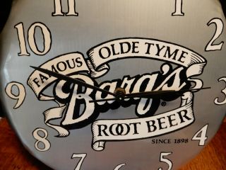 Vintage Barq ' s Root Beer Bottle Cap Clock Tin Soda Sign 3