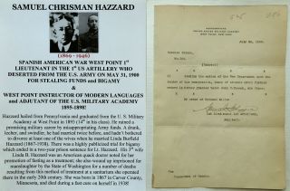 Spanish American War West Point Criminal Lt 1st Us Artillery Document Signed 