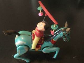 Vintage Tin Wind Up Toy - Acrobat On Horse Clockwork,  Ms 749,  China 20