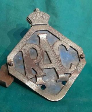 Vintage Rac Royal Automobile Club Flat Car Badge For Restoration