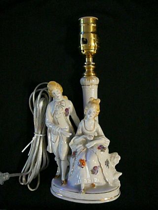 Vintage Porcelain Figurine Boudoir Lamp Courting Couple,  Rewired 2