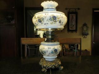 Large Quoizel Abigail Adams Blue Floral Hurricane Gone With The Wind Lamp Shade