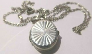 Vintage Sterling Silver Small Oval Locket & Chain