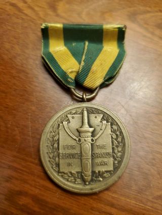 Spanish American War Service Medal 22013 With Ribbon (jw)