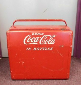 Vintage Unrestored Metal Drink Coca - Cola In Bottles Product Of Cavalier